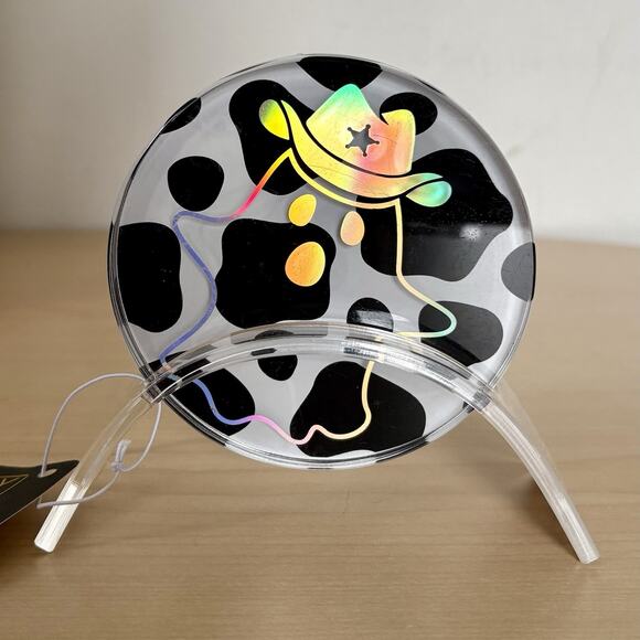 HEY BOO Cow Print Holographic GHOST COWBOY Iridescent Coasters Halloween TEXAS - Picture 5 of 16